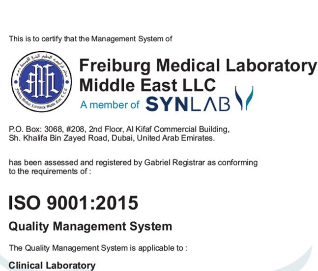 Freiburg Medical Laboratory is accredited with ISO 9001, ISO 14001 and ISO 45001.